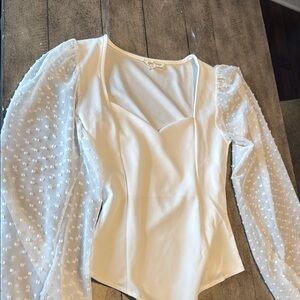 Moa Moa White Asymmetrical Fitted Bodysuit